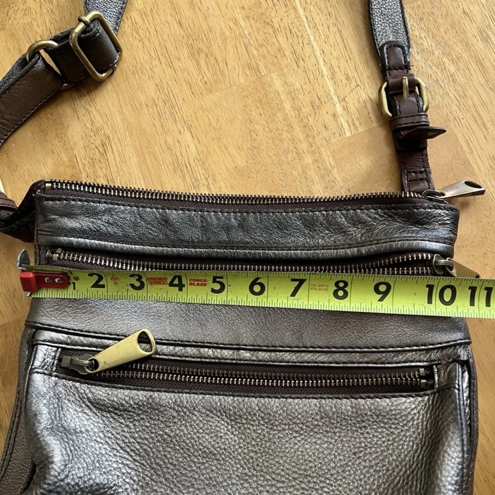 Vintage Fossil Silver/Gunmetal/Pewter Leather Crossbody Bag - Picture 7 of 8